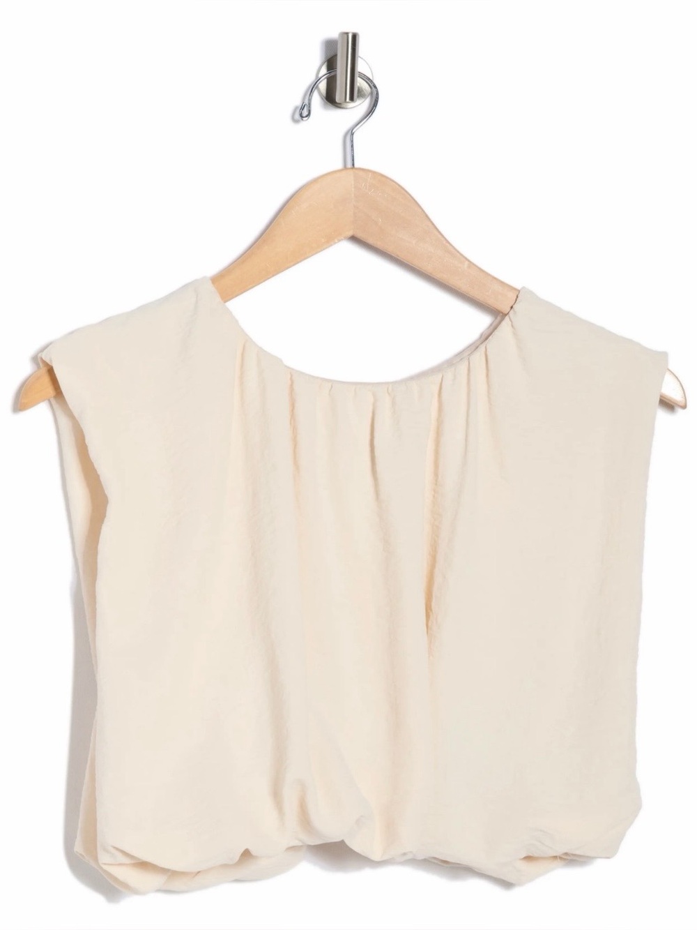 Blu Pepper Bubble Hem Cream Cropped Women's Blouse